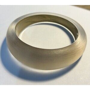 ALEXIS BITTAR Gold LUCITE Hand Carved Bangle Cuff BRACELET Signed Authentic